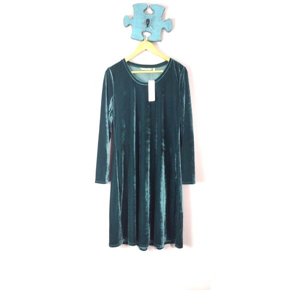 Soft Surroundings Short Santiago Knee Length Emerald Green Velvet Dress M - Picture 2 of 16